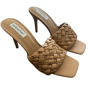 Kellparker Jasper Braided Nude Square Toe Stiletto Heel Sandals
